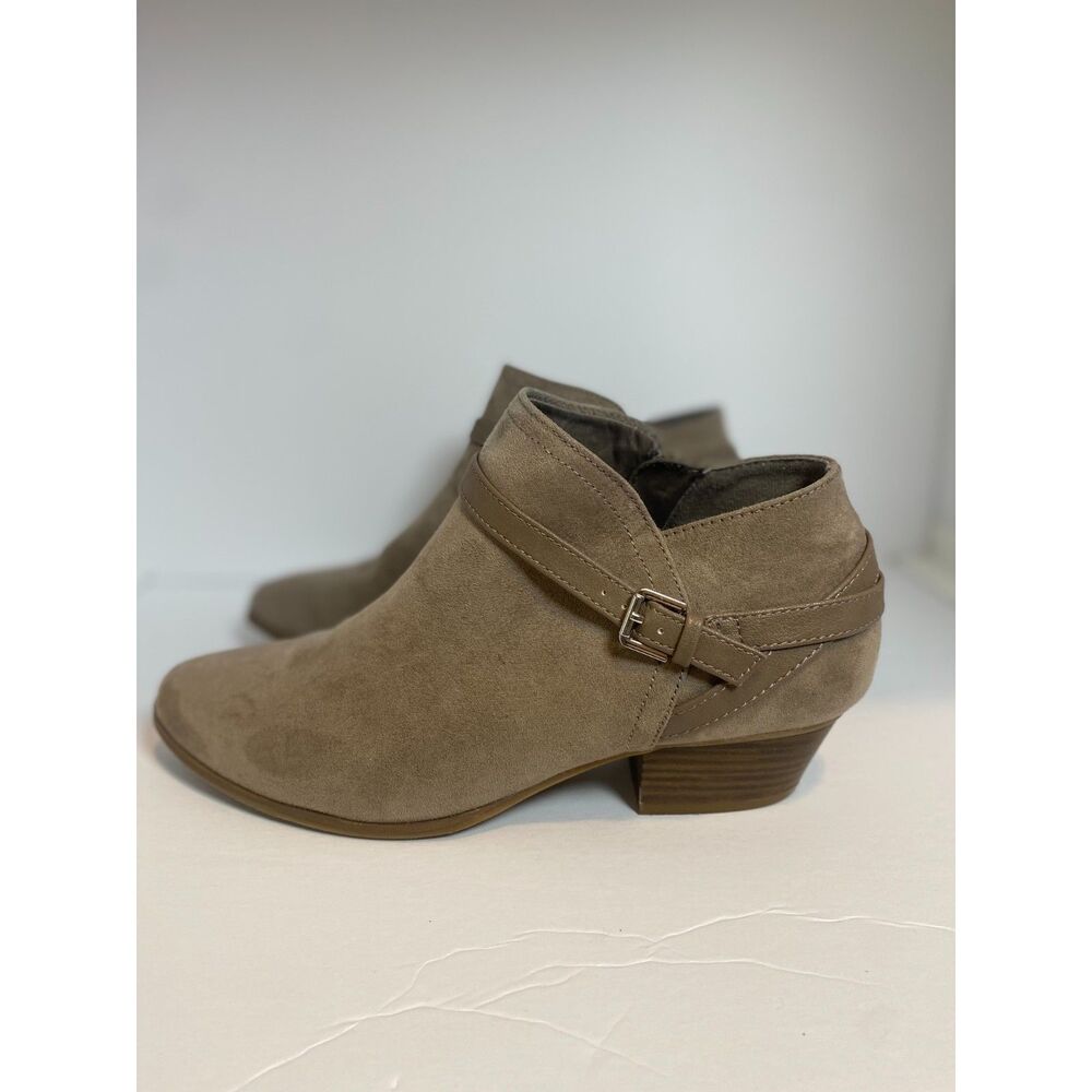 Old Navy Booties Women's Size 9 Dark Taupe Suede Ankle Strap Casual